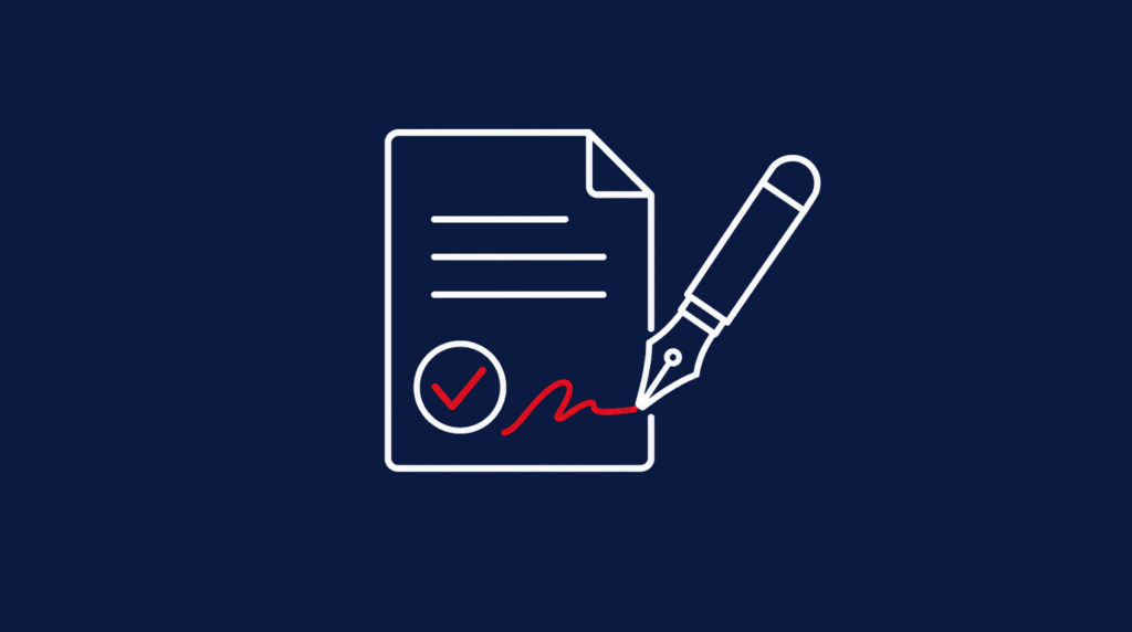 Featured blog image illustrating electronic signatures on a digital document.