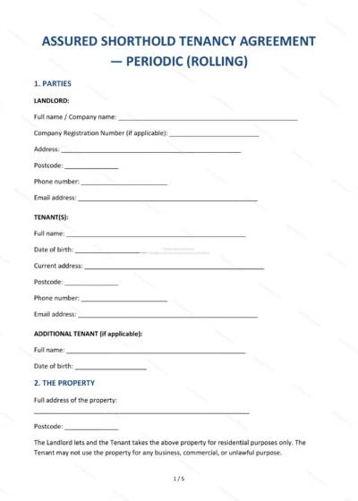 Assured Shorthold Tenancy (Periodic) — Word & PDF Template — document template in DOCX format