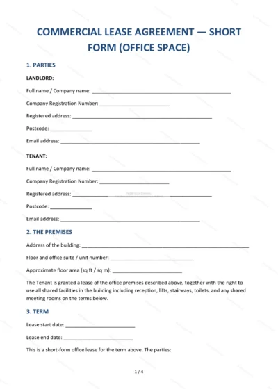 Commercial Lease (Office) — Word & PDF Template — document template in DOCX format