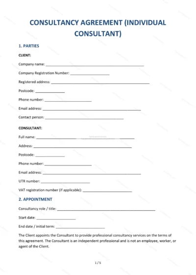 Consultancy Agreement (Individual) — Word & PDF Template — document template in DOCX format