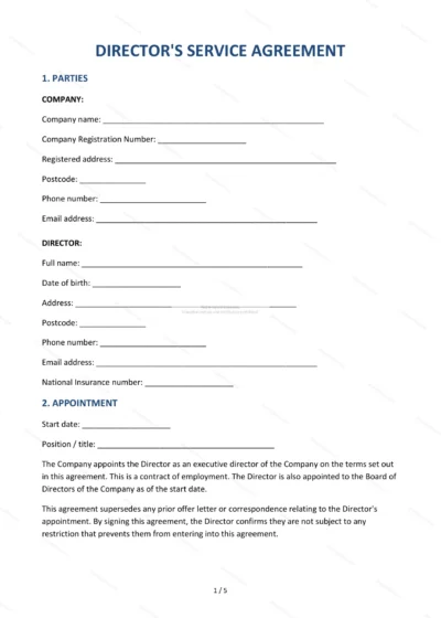 Director’s Service Agreement — Word & PDF Template — document template in DOCX format