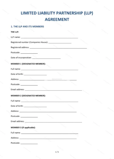LLP Members’ Agreement — Word & PDF Template — document template in DOCX format