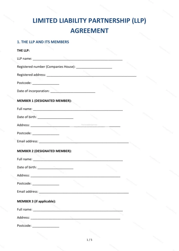 LLP Members’ Agreement — Word & PDF Template