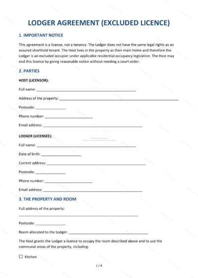 Lodger Agreement — Word & PDF Template — document template in DOCX format