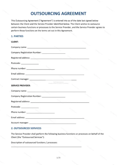 Outsourcing Agreement — Word & PDF Template — document template in DOCX format