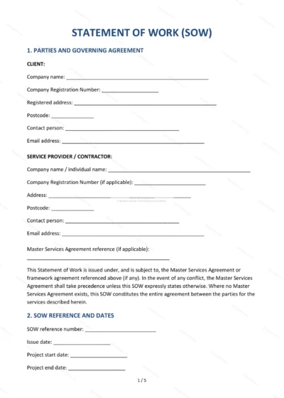 Statement of Work (SOW) — Word & PDF Template — document template in DOCX format